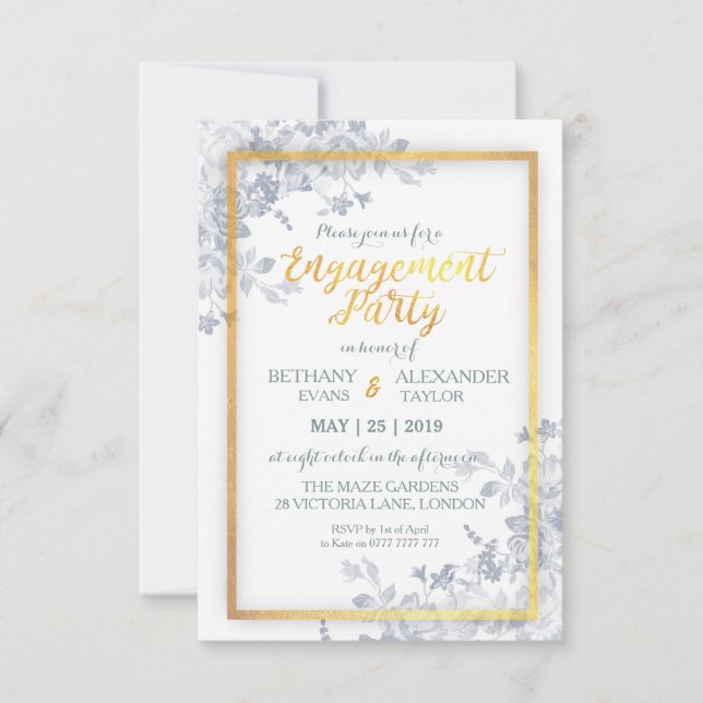 För ramCalligraphy för Glam blomma guld- kort för (Framsida)