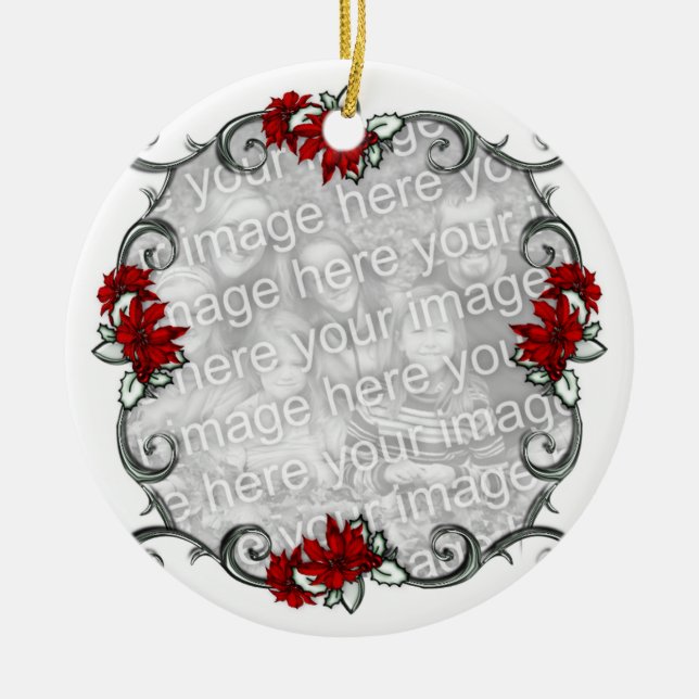 För ramminnessak för KRW elegant Pointsettia Julgransprydnad Keramik (Framsidan)