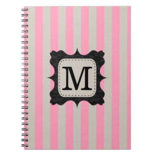 För randmönster för vintage rosa Monogram för Anteckningsbok