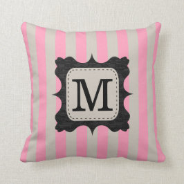 För randmönster för vintage rosa Monogram för Kudde