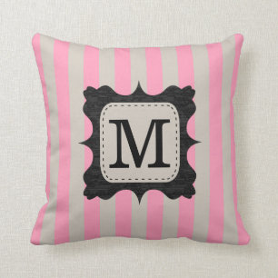 För randmönster för vintage rosa Monogram för Kudde