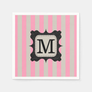 För randmönster för vintage rosa Monogram för Pappersservett