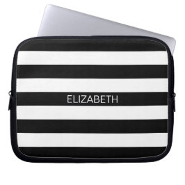 För randnamn för svart vit horisontalPreppy Laptop Sleeve