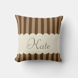 För randpolka dots för personlig brun beige design kudde