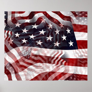 För randstjärnor för amerikanska flaggan rött vitt poster