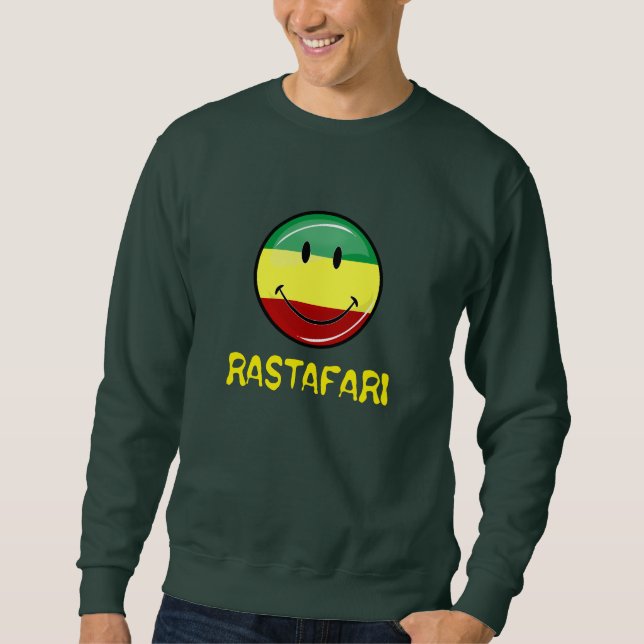 För Rasta för glansig runda lycklig skjorta flagga Sweatshirt (Framsida)