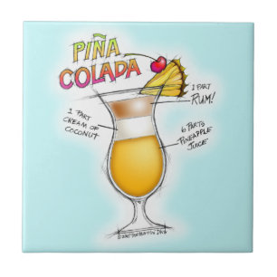 FÖR RECEPTCOCTAIL FÖR PINA COLADA KONST KAKELPLATTA