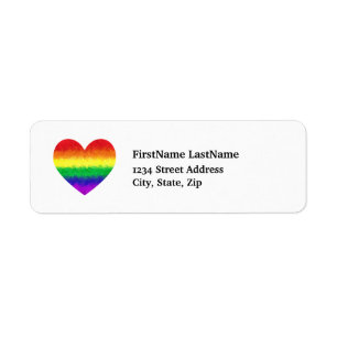 För regnbågehjärta LGBT för pride geometrisk Returadress Etikett