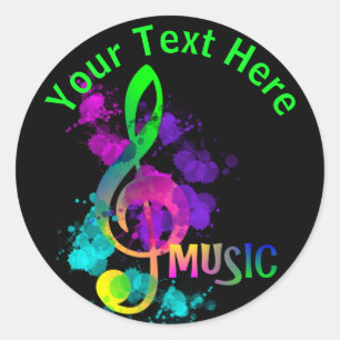 För regnbågeTreble för musik Themed personlig för Runt Klistermärke