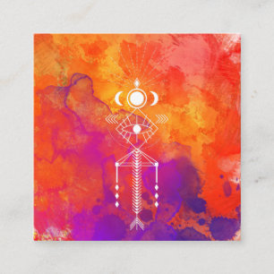 För Reiki för *~* ursprunglig stam- orange Fyrkantigt Visitkort