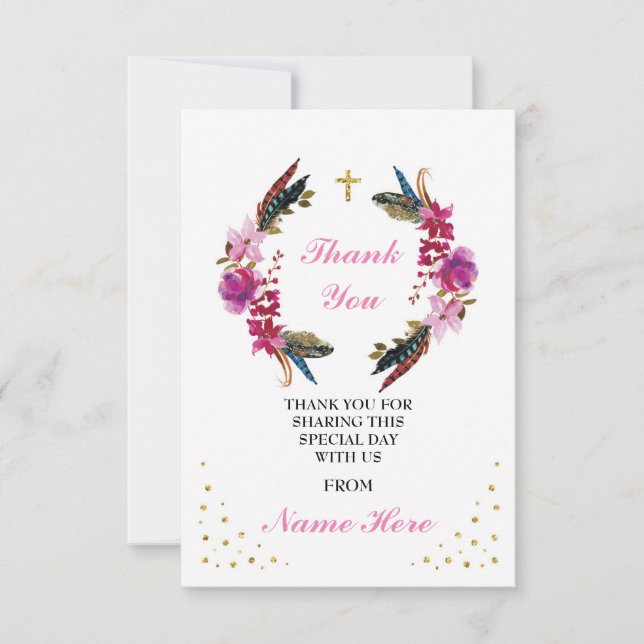 För religiös blom- guld- kort krankor för tack (Framsida)
