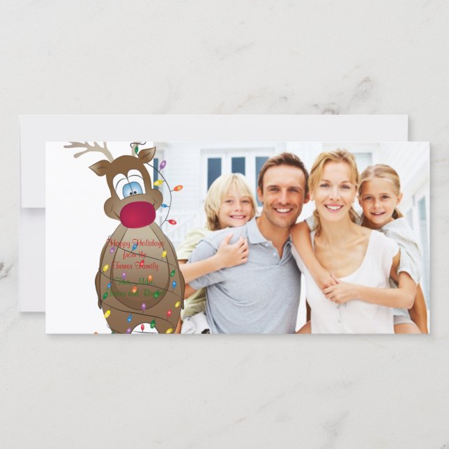 För renfamilj för jul roligt kort för foto (Framsida)
