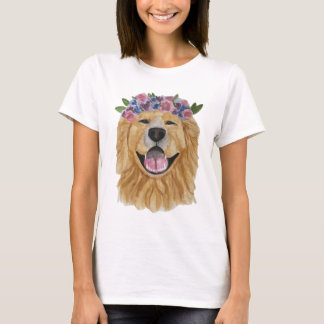 För Retrieverblomma för vattenfärg guld- T-shirt