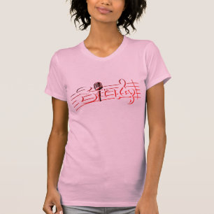För retro t-skjorta för damer mic-vit för sjung t-shirt