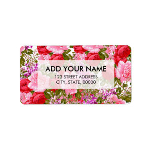 För robohem för vintage rosa röd grön blommigt adressetikett