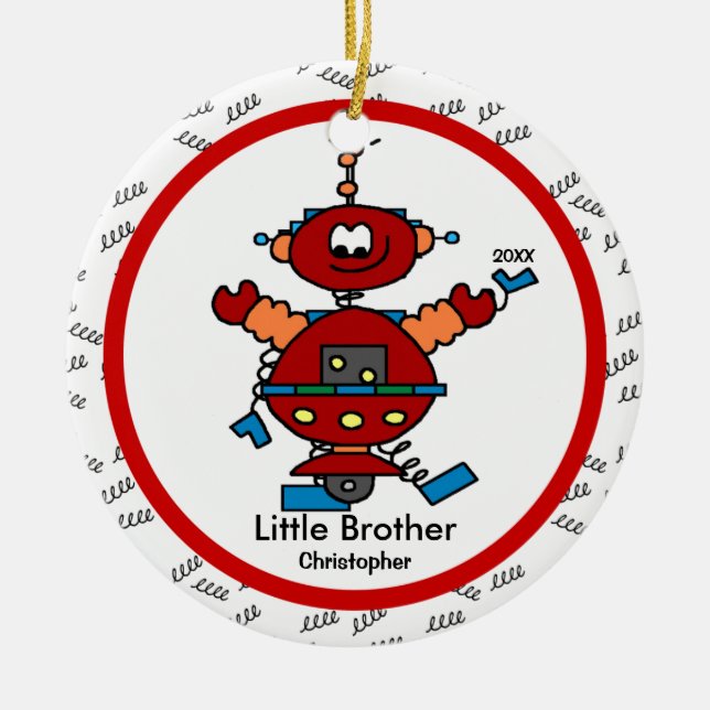 För robot för broderjul lite prydnad julgransprydnad keramik (Framsidan)
