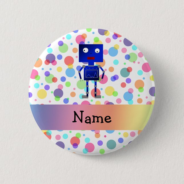 För robotregnbåge för personlig känd polka dots knapp (Framsida)