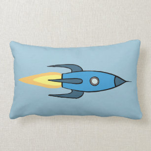 För Rocketship för blått Retro design gullig Lumbarkudde
