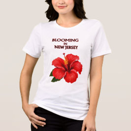 FÖR RÖD HIBISKUS VIT BLOMSTRANDE KVINNLIG T SHIRT