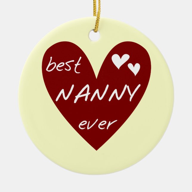 För röd hjärta bäst för barnflicka T-tröja och Julgransprydnad Keramik (Framsidan)