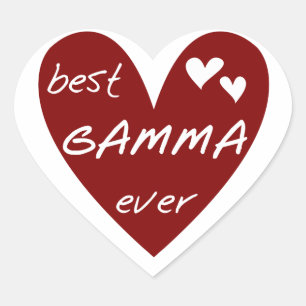 För röd hjärta bäst för Gamma Tshirts och gåvor Hjärtformat Klistermärke