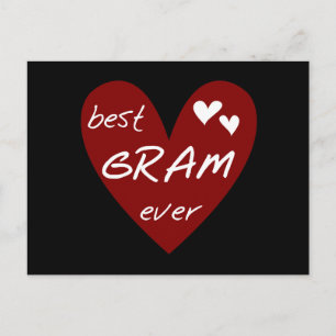 För röd hjärta bäst för gram Tshirts och gåvor Vykort