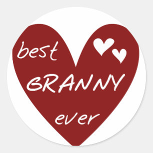 För röd hjärta bäst för Granny Tshirts och gåvor Runt Klistermärke