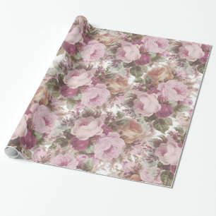 För rodna rosa blom- målning burgundy för vinta presentpapper