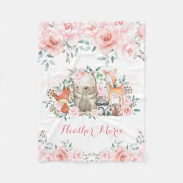 För roflicka för kvinnlig skogsmark rosa blom- fleecefilt