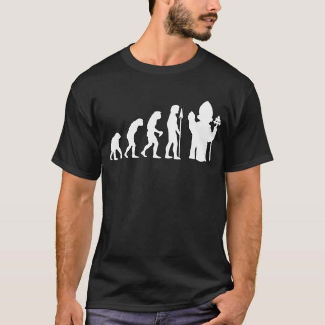 För Rolig Ateist för Pope Evolution Manar ateist T Shirt (Framsida)