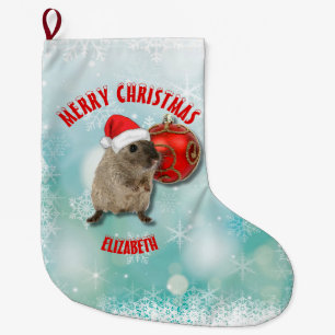 För rolig röd Santa Hamstersnöflingor för jul Stor Julstrumpa
