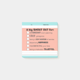 För rop anställderkännande ut posta-honom post-it block