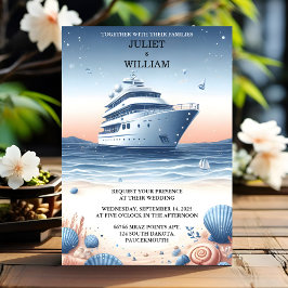 För Rope Knot Boat Frakt Navy Blue Nautical Bröllo Inbjudningar