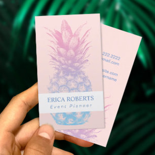 För rosa- & blåtthändelse för ananas elegant visitkort
