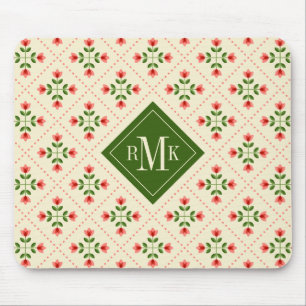 För rosa- & grönttäcke för Monogram   blom- Fo Musmatta