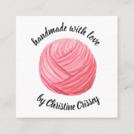 För rosa handgjort hantverk vattenfärggarn för fyrkantigt visitkort