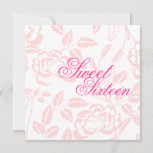 För rosa rosfödelsedag för sweet sixteen mjuk inbjudningar