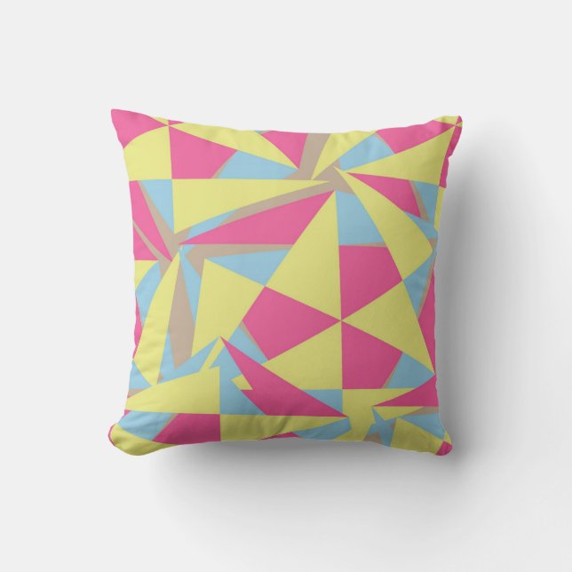 För rosablått för geometrisk Retro stil skraj grå Kudde (Framsida)