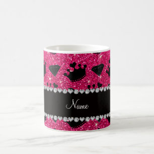 För rosaglitter för namn krönar den rosa kaffemugg