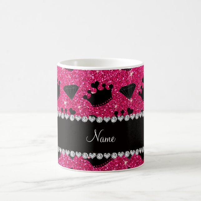 För rosaglitter för namn krönar den rosa kaffemugg (Center)