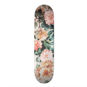 För rosagult för vintage floral. gröna ro för skateboard bräda 19,5 cm