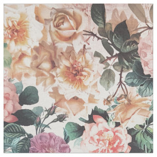 För rosagult för vintage floral. gröna ro för tyg