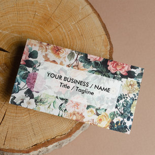 För rosagult för vintage floral. gröna ro för visitkort