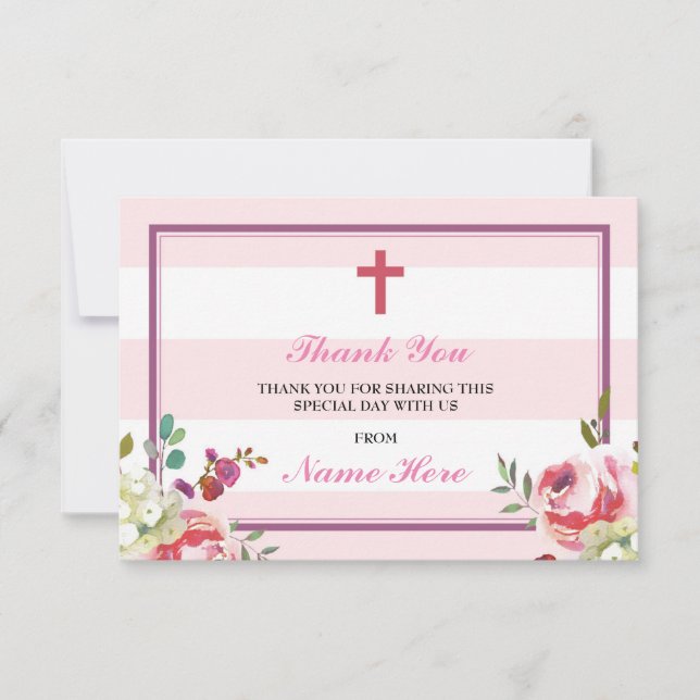 För rosarand för tack religiösa kort för blommigt (Framsida)