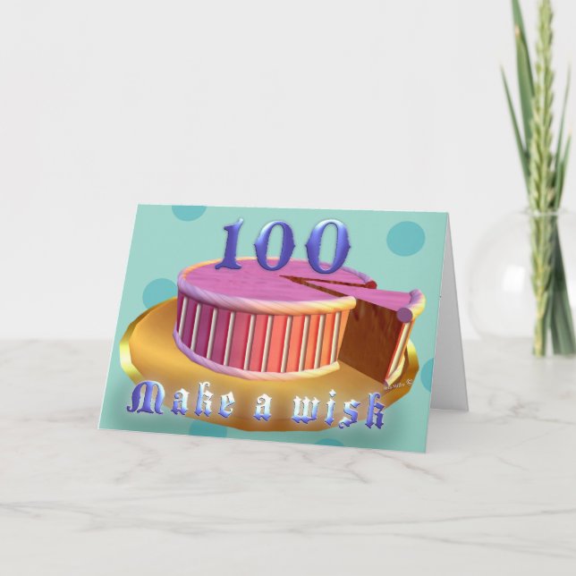 För rosatårta för grattis på födelsedagen 100 kort (Framsida)