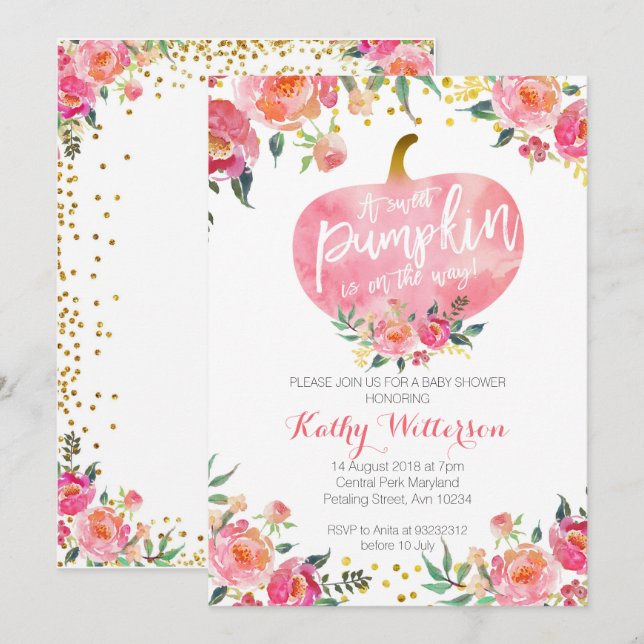 För rosor pumpainbjudan lite inbjudningar (Fram/baksida)