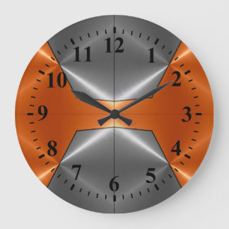 För rostfritt stålmetall för silver orange Look 2 Stor Klocka