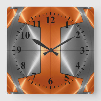 För rostfritt stålmetall för silver orange Look Fyrkantig Klocka