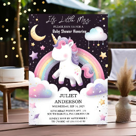 För Royalet Glow Space: Pony Unicorn Flicka Shower Inbjudningar