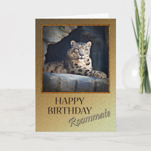 För rumskamrat födelsedag med snö leopard kort